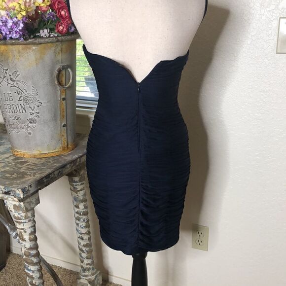 Adrianna Papell Collection Navy Blue Strapless Shutter Pleat Dress - Picture 4 of 14